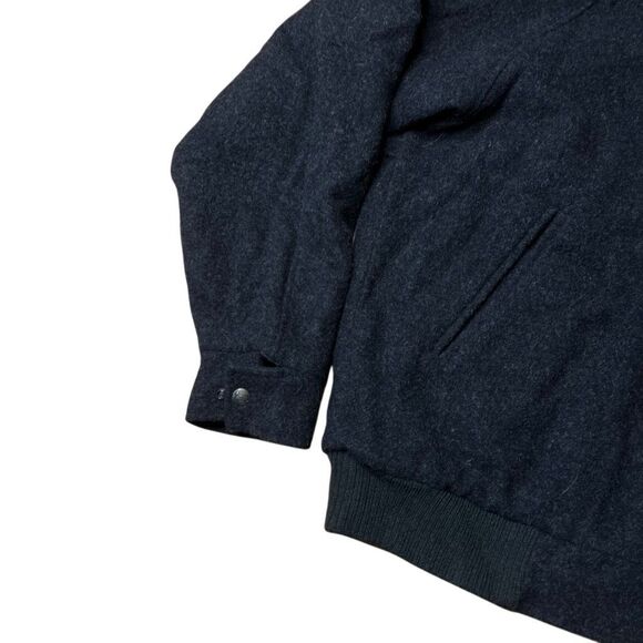 Vintage Woolrich Made In USA Dark Gray Bomber Jacket Plaid Lined Large - Picture 2 of 7